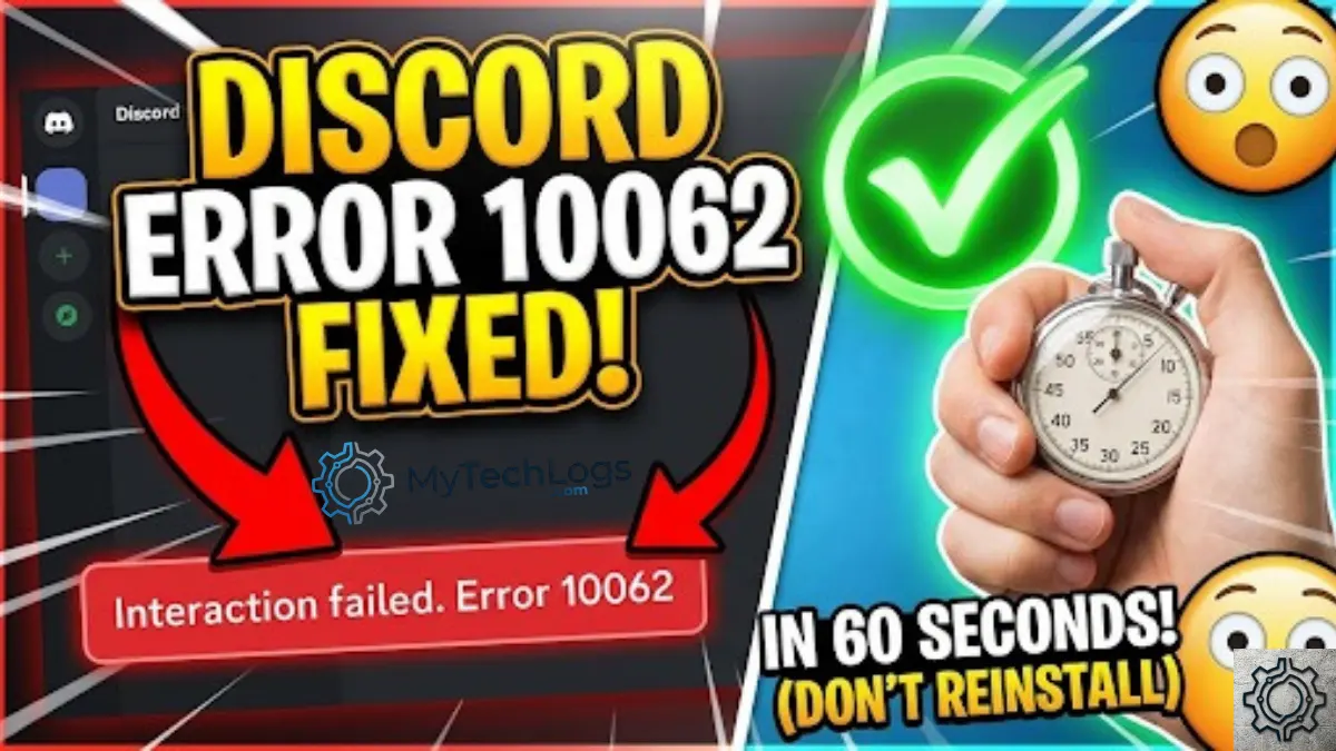 Discord screen showing red error message 10062 Unknown Interaction at the bottom